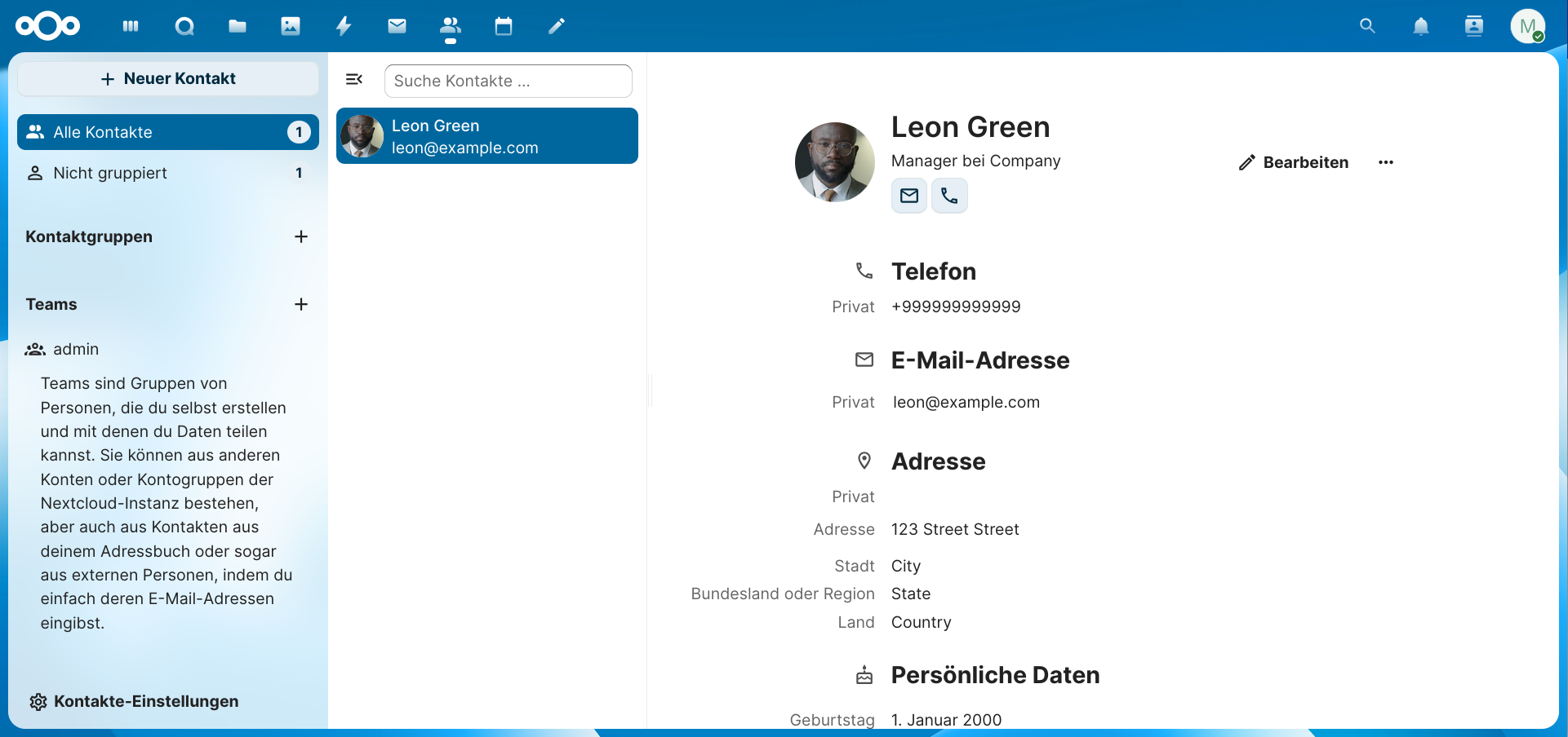 Nextcloud – Kontakte