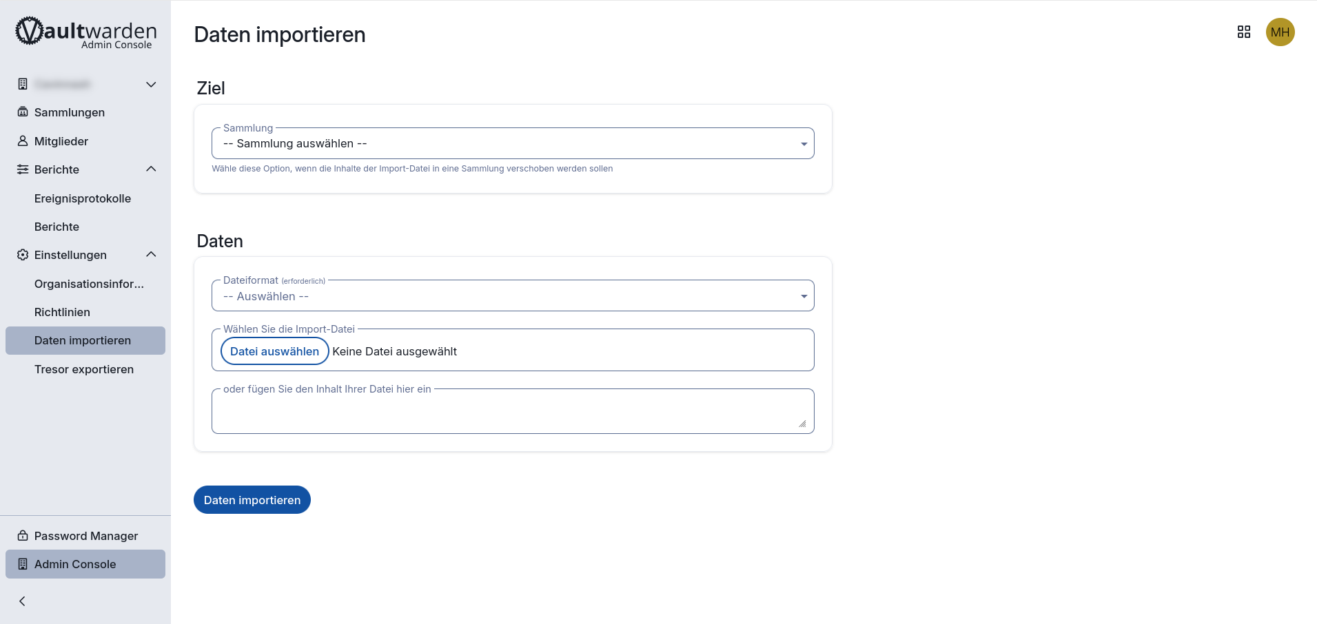 Vaultwarden – Import