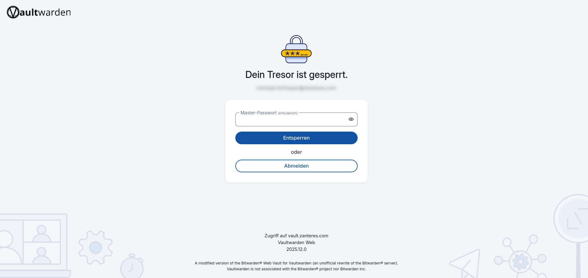 Vaultwarden – Anmeldung