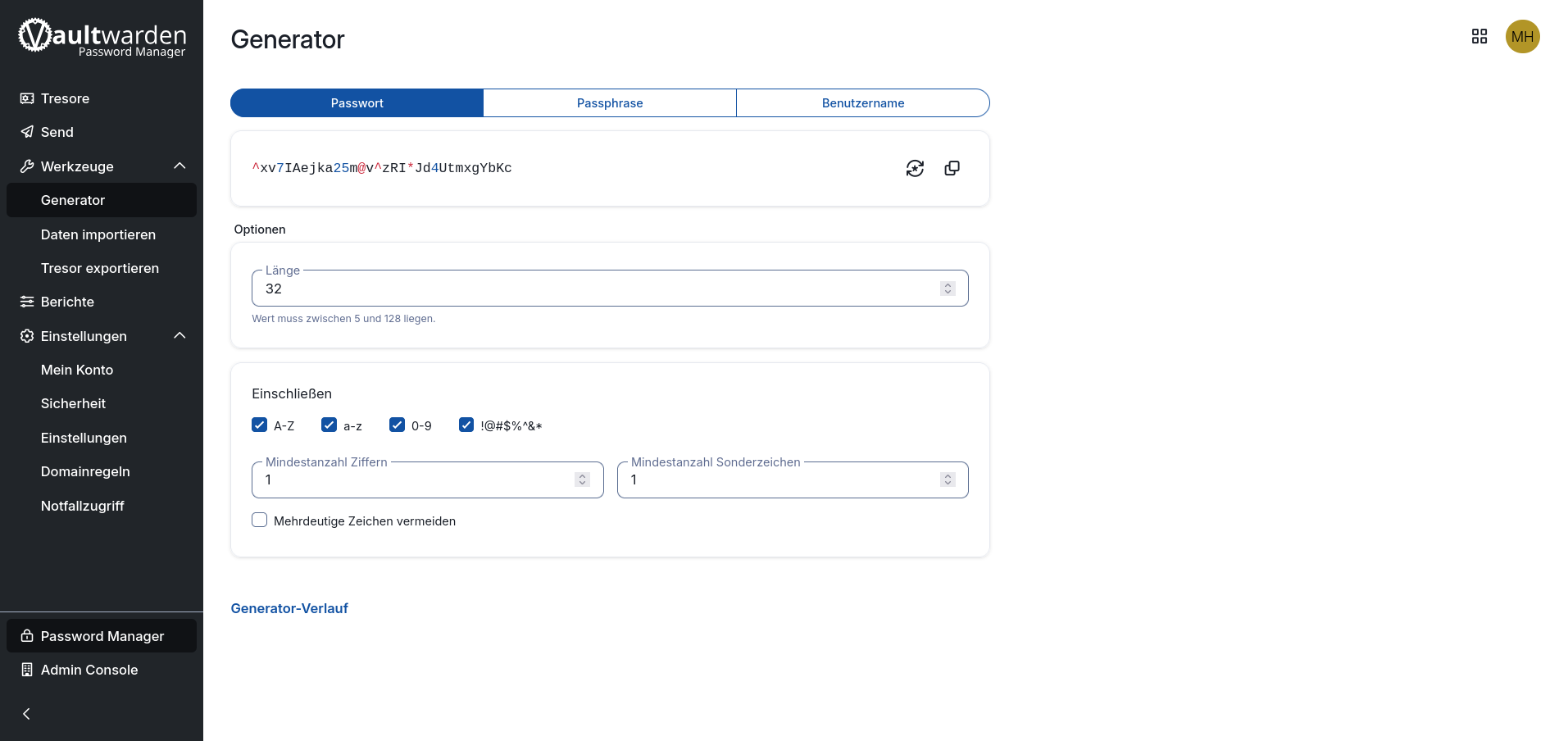 Vaultwarden – Passwörter