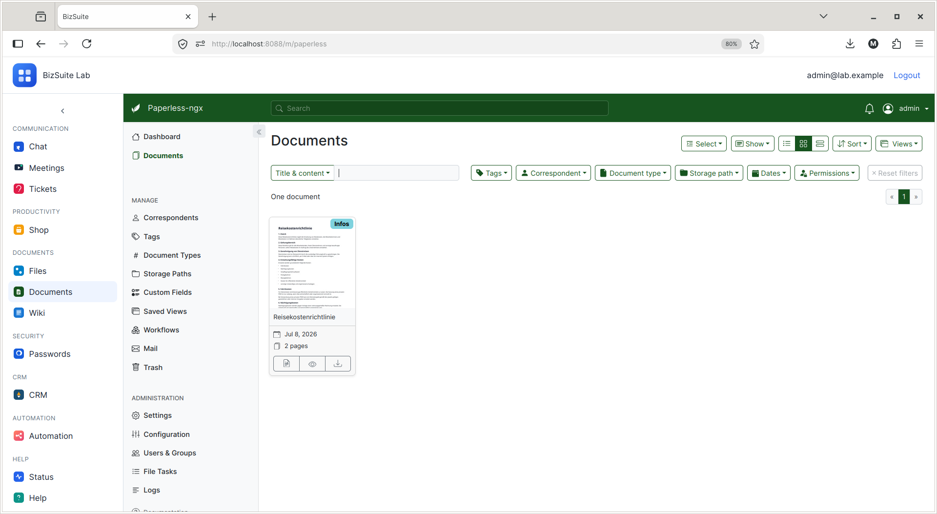 Dokumentenmanagement mit Paperless-ngx