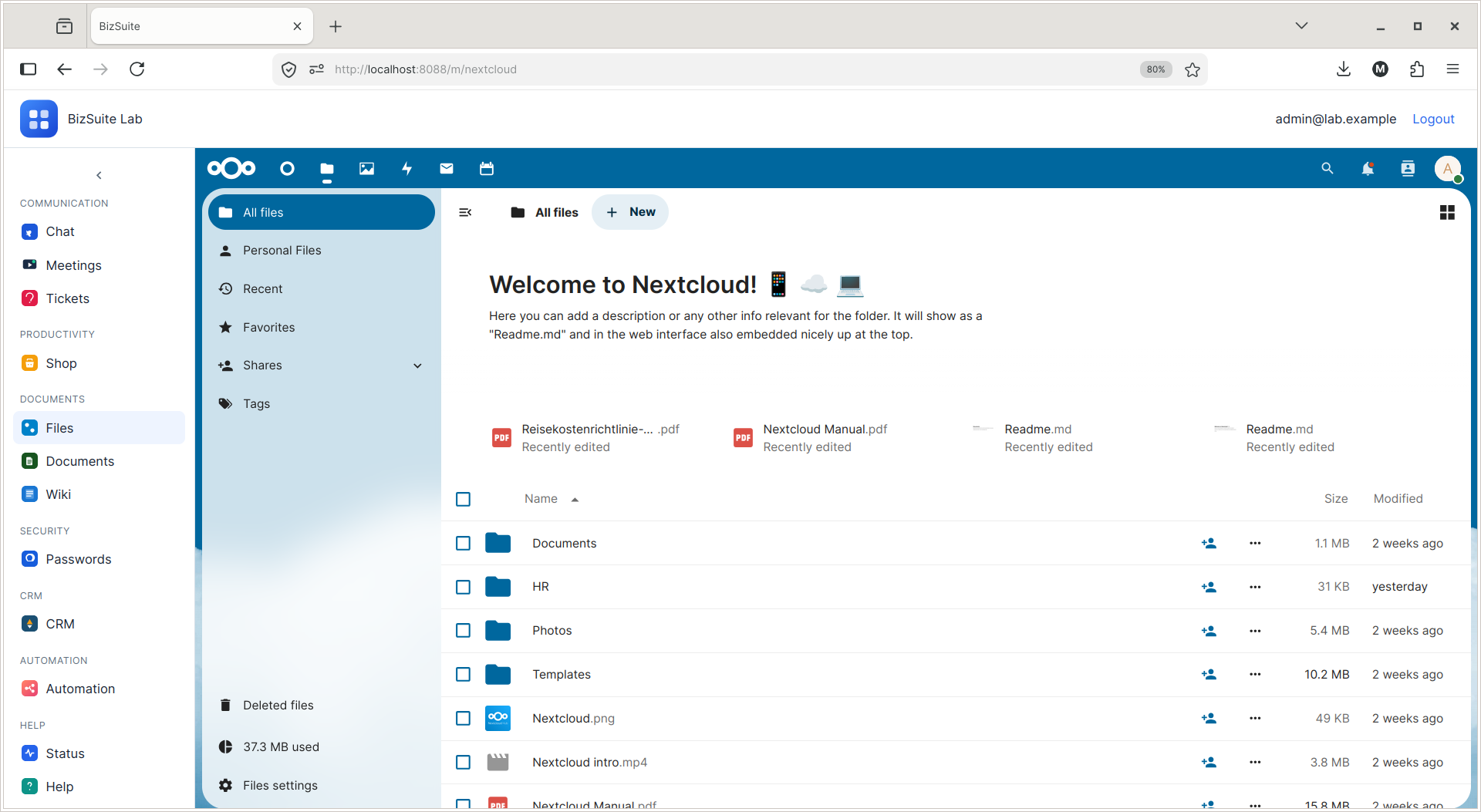 Dateien und Zusammenarbeit mit Nextcloud