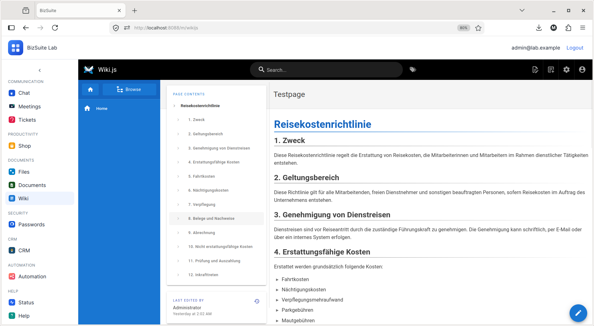 Wissensdatenbank mit Wiki.js