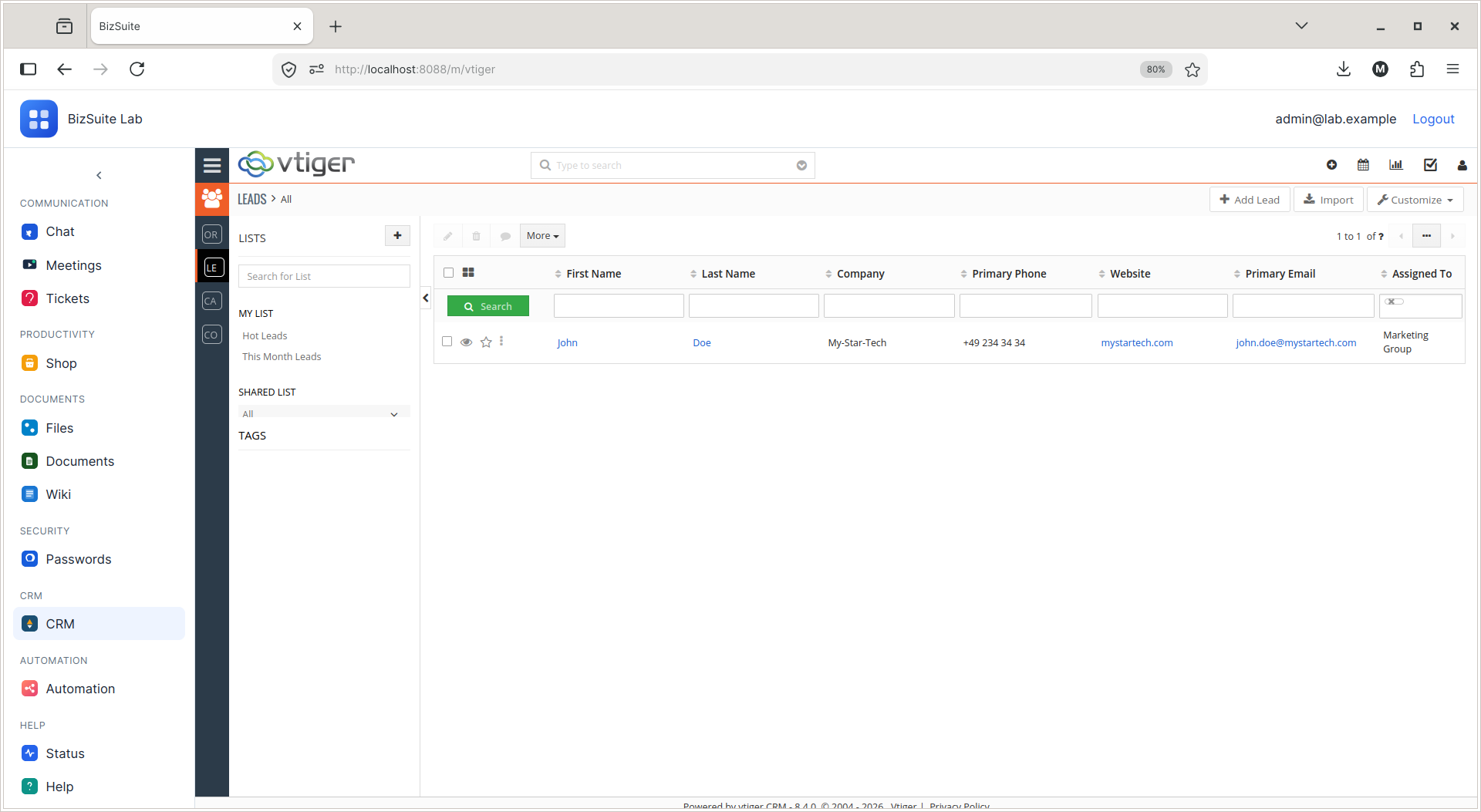 Kundenmanagement mit Vtiger CRM